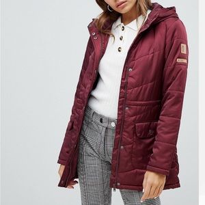 Burgundy Noisy May Hooded Padded Jacket